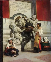 Fontaine près de la cathédrale Saint-Pierre à Rome, 1868